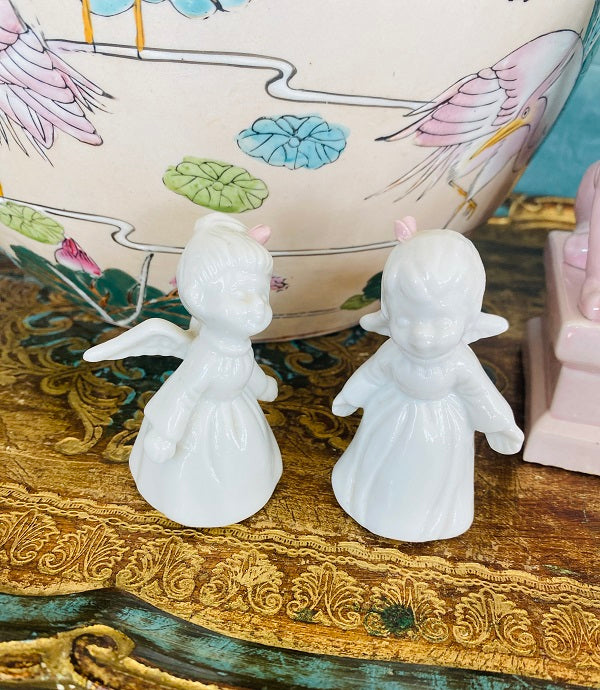 Vintage Angels, Pair Porcelain Enesco Kissing Angels