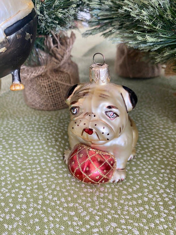 Bull Dog Glass Ornament