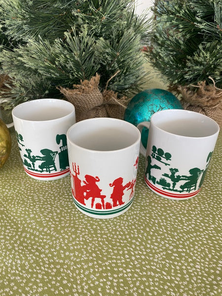 Vintage Christmas Mugs, Avon 1984 , Set of 5