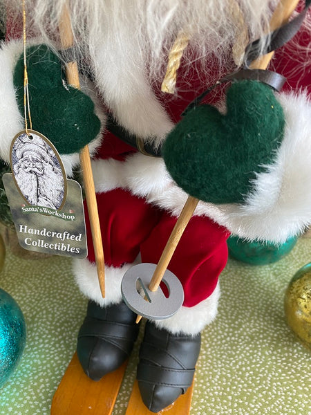 Vintage Skiing Santa, Stuffed Christmas Decor