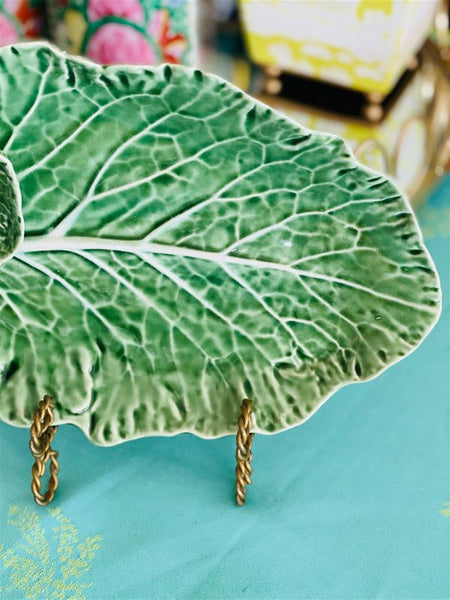 Vintage Bordallo Pinheiro cabbage plate with dip bowl