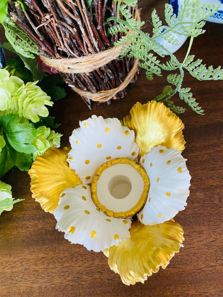 Mackenzie Childs Daffodil Candle Holder Glow collection in original box