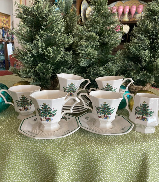 Vintage Teacups, Saucers, and Creamer  - NIkko Japan Christmas Time