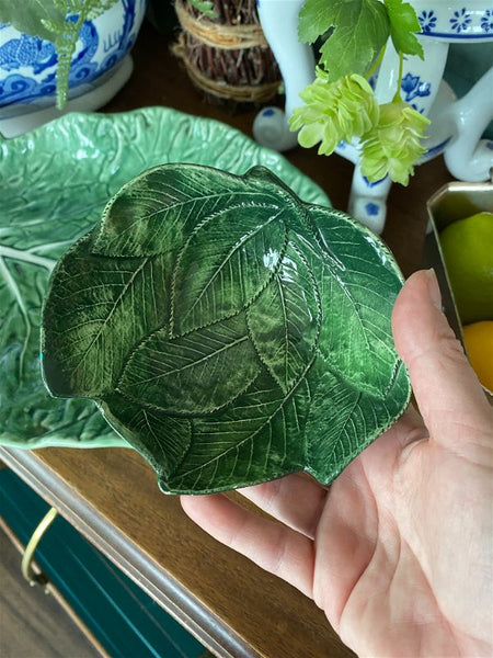 Bordallo Pinheiro Cabbage Leaf Platter, with Small Bowl, Vintage