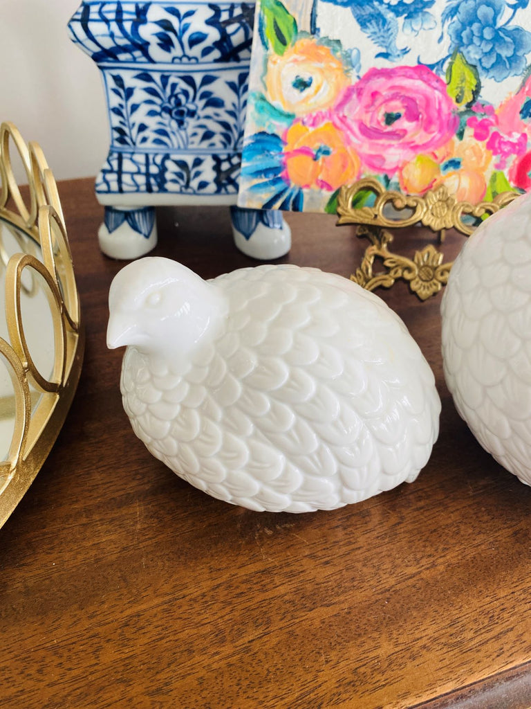 Porcelain Quail Figurines Blanc de Chin The House of Hanbury