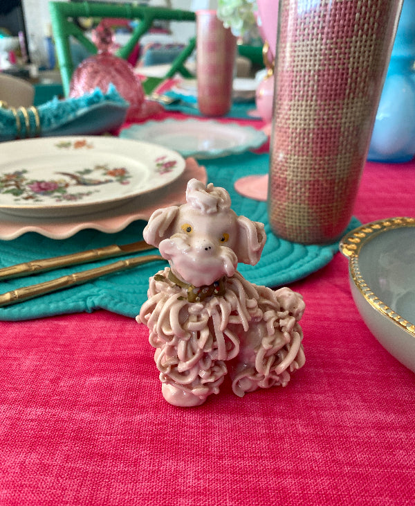 Vintage Spaghetti Poodle Figurine - Pink 2 Available Small and Medium Sold Separately
