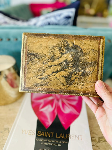 Vintage Florentine box, Angel and Lamb Motif