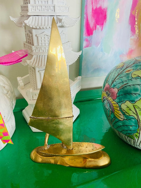 Vintage Brass Windsurfer Figurine