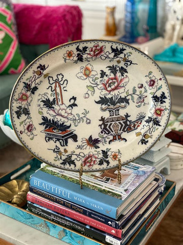 Antique 19th Century Ridgeway floral Oval Platter, England