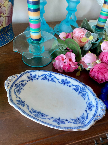 Antique Oval Dish Blue & White  - Burgess and Leigh Middleport Pottery
