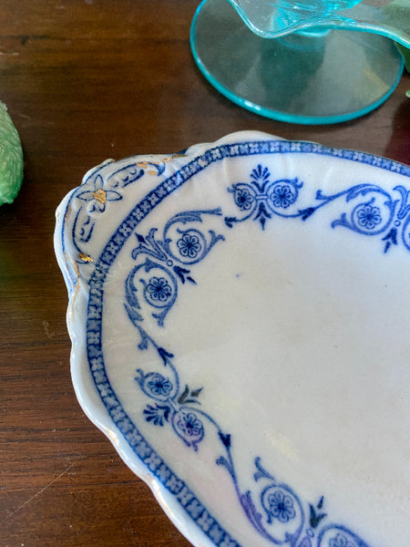 Antique Oval Dish Blue & White  - Burgess and Leigh Middleport Pottery