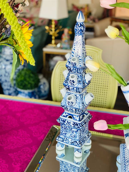 Tulipiere Blue and White Ceramic, Small