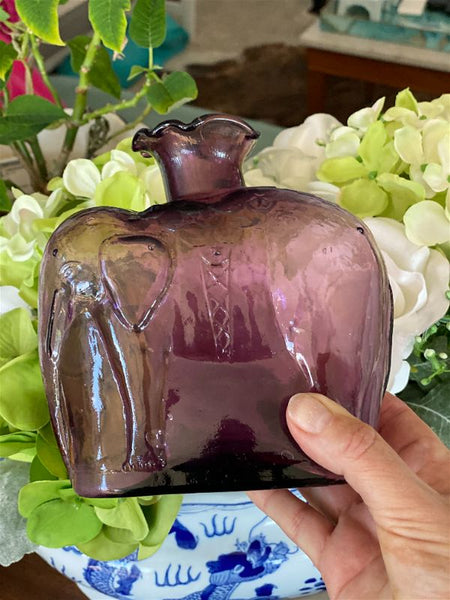 Vintage Purple (Amethyst) Glass Elephant Bottle/Vase