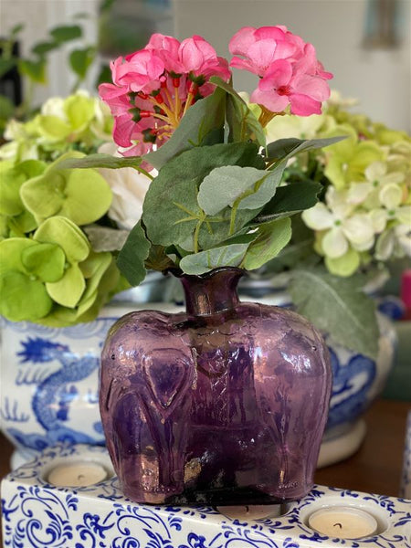 Vintage Purple (Amethyst) Glass Elephant Bottle/Vase