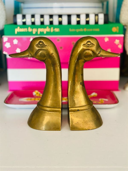 Vintage Duck Bookends, Brass, 1950 Mid Century Modern