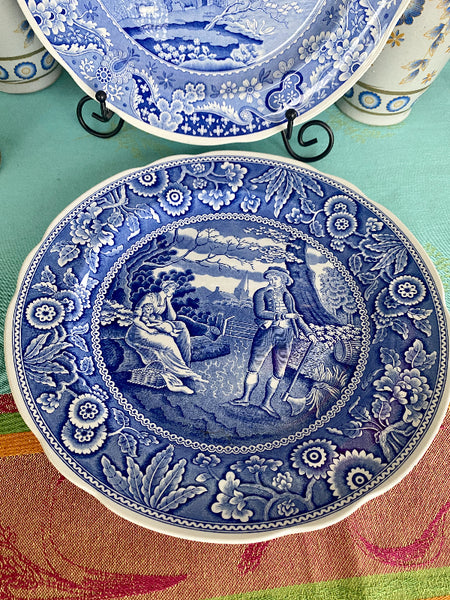 Spode Plates Blue & White, Blue Room Collection, Castle  and Woodman