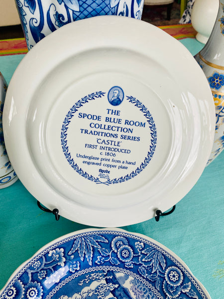 Spode Plates Blue & White, Blue Room Collection, Castle  and Woodman