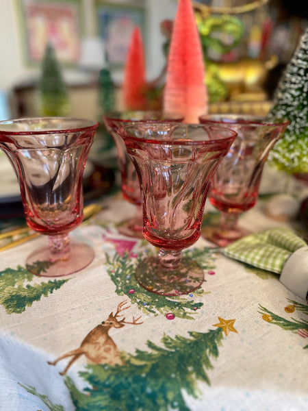 Vintage Glasses, Fostoria Jamestown Ice Tea, Pink Glass, Set of 4