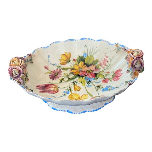 Antique Capodimonte Bowl, Italian Hand painted Floral