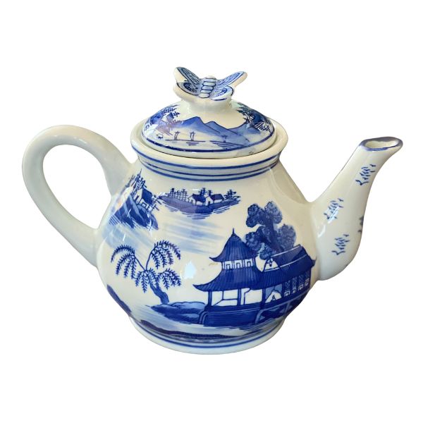 Blue and White Butterfly Top Teapot
