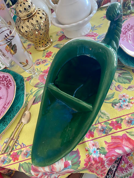 Vintage Cornucopia, Green Ceramic