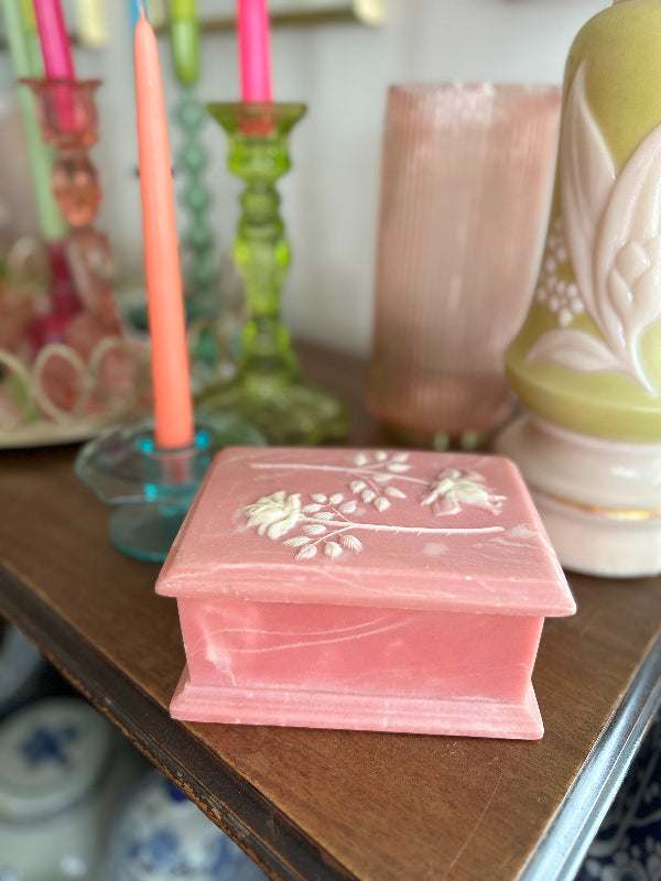 Pink Incolay Box Vintage Incolay Box - Signed by Artist, Pink with Roses – The House of ...