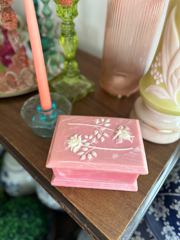 Pink Incolay Box Vintage Incolay Box - Signed by Artist, Pink with Roses – The House of ...