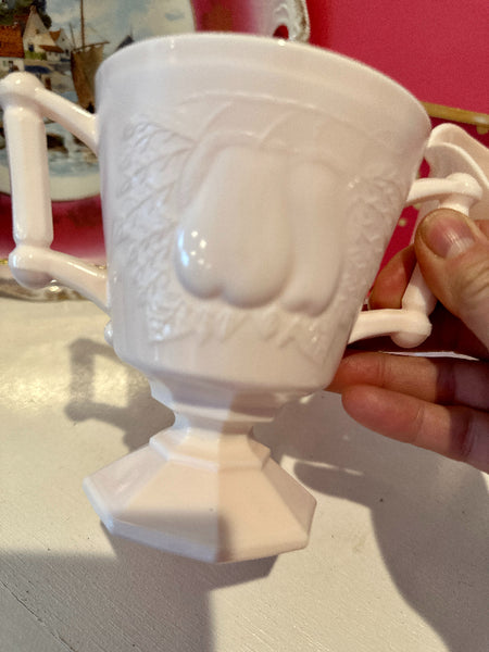 Vintage Sugar and Creamer, 1940s Jeannette Shell Milk Glass, Pink