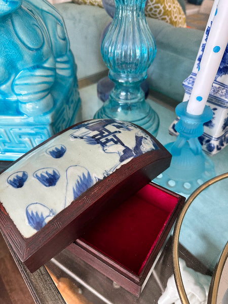 Vintage Chard Box - Velvet Lined, Wood Base