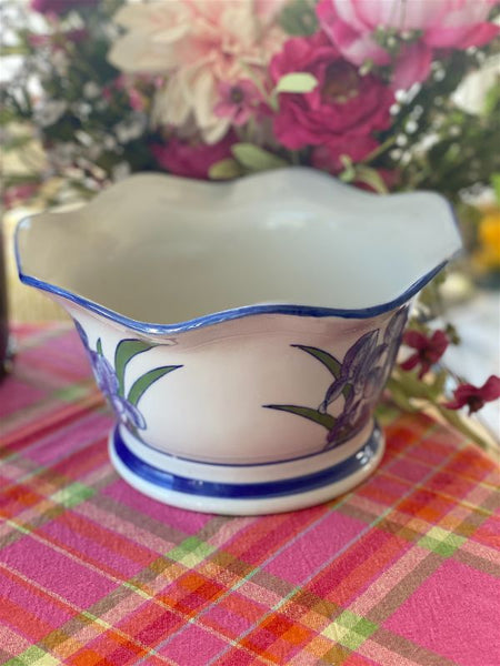 Vintage Blue and White Porcelain Planter bowl