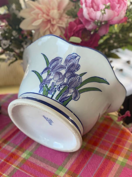 Vintage Blue and White Porcelain Planter bowl