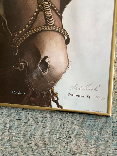 Vintage Horse Art Print Framed Signed Limited Edition Numbered Fred Thrasher 1984