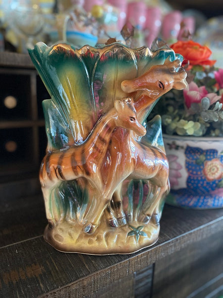 Vintage Giraffe Vase, Lusterware, Porcelain, Japan