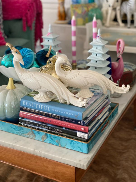 Vintage Pair Blanc de chin pheasant Figurines