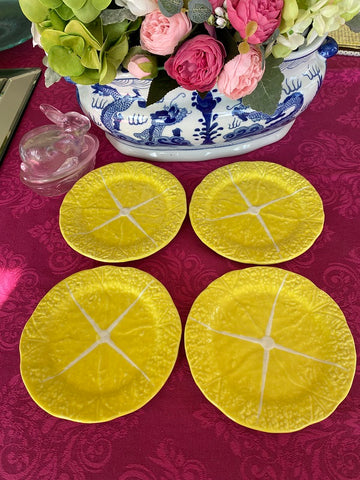 Vintage Dinner Plate Ceramic Yellow Bordallo Pinheiro Cabbage Leaf  - sold individually