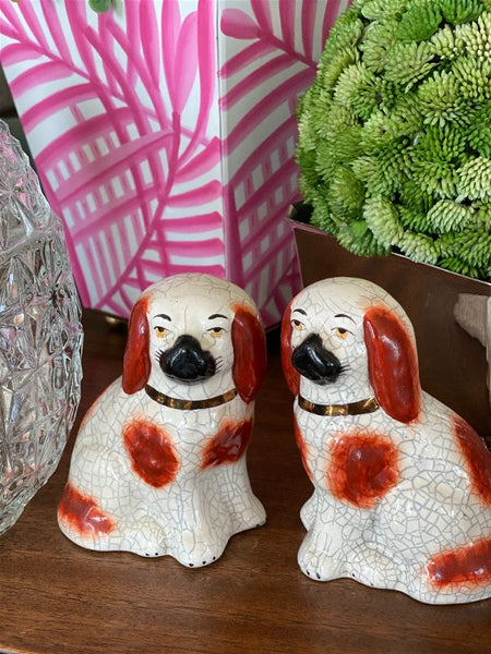 Pair of Staffordshire reproduction dog figurines