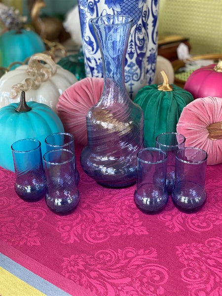 Vintage Blue Depression glass decanter set