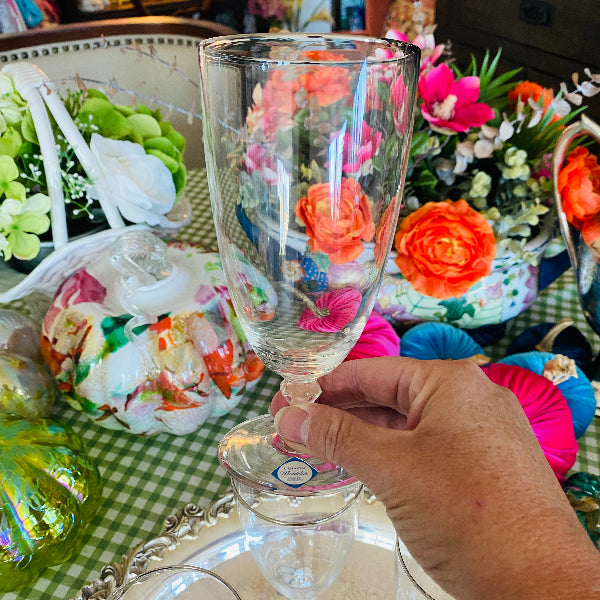 Vintage Lenox Glasses, Montclair Pattern, Platinum Trim,Hand Blown, 3 Sherbet, 5 Water, 4 Ice Tea