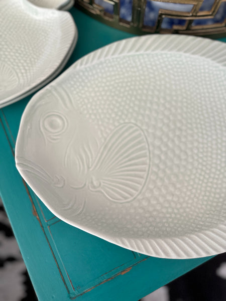 Celadon Fish Plate Set - Platter, 4 Plates (5 piece)
