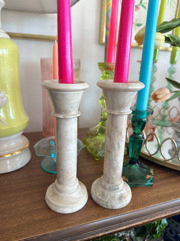 Alabaster Candle holders - Pair