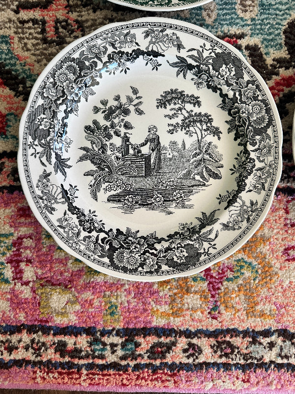 Spode Dinner Plates - Georgian Collection,Woodsman or Girl at Well, 3 Colors Available. EACH SOLD SEPARATELY