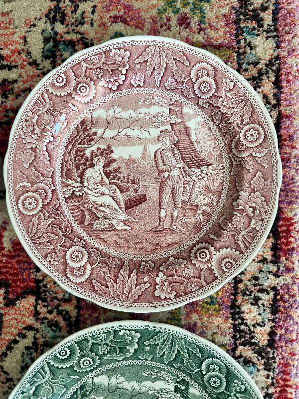 Spode Dinner Plates - Georgian Collection,Woodsman or Girl at Well, 3 Colors Available. EACH SOLD SEPARATELY
