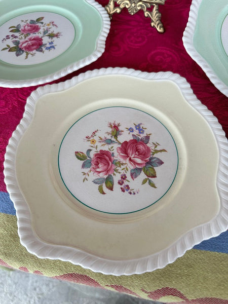 Vintage Salad Plates, Windsor Ware Floral