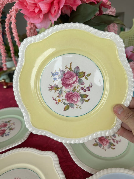 Vintage Salad Plates, Windsor Ware Floral