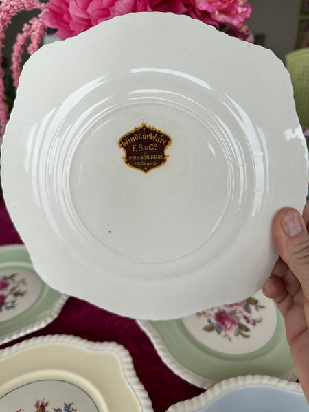 Vintage Salad Plates, Windsor Ware Floral