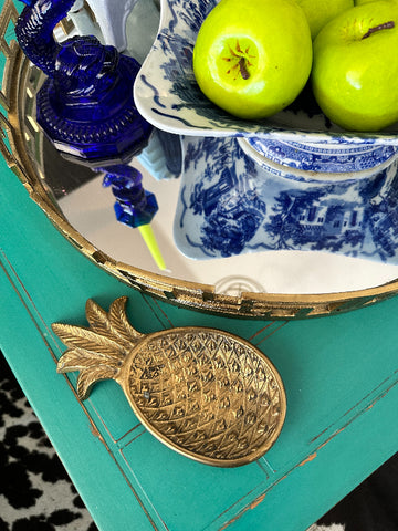 Vintage Brass Trinket Dish, Pineapple shape