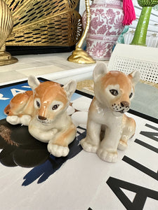 Vintage USSR Lion Cubs Figurine, Pair