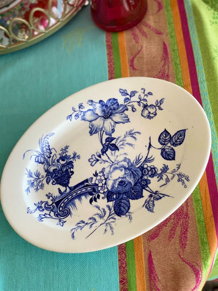 Antique/Vintage Blue and White Floral serving dish