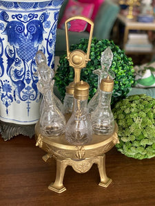 Antique Gold Leaf on top of silverplate 1800's cruet set