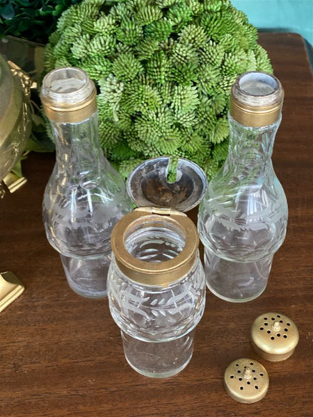 Antique Gold Leaf on top of silverplate 1800's cruet set